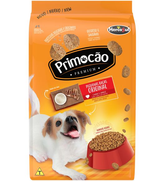 Ração Hercosul Primocão Original Adulto Raças Pequenas Sabor Carne e Arroz- Premium