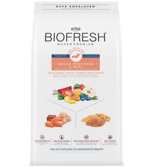Ração Biofresh Filhote Raças Pequenas e Minis Mix de Carnes, Frutas, Legumes e Ervas Finas - Super Premium