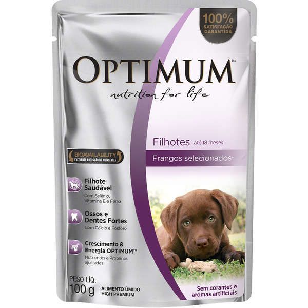 Ração Úmida Optimum Sachê Cão Filhote Sabor Frango Até 18 meses - 100 g