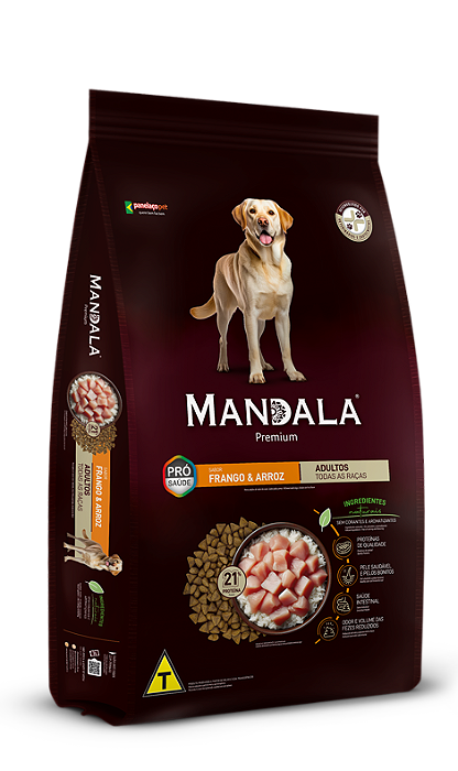 Ração Mandala Cães Adultos Todas as Raças Sabor Frango e Arroz - Premium