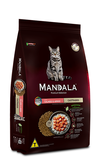 Ração Mandala Gato Castrado Blend Sabor Salmão e Arroz Adulto - Premium Especial  - 10 Kg