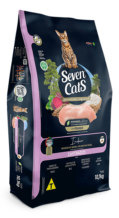 Ração Seven Cats Castrado Adultos Indoor Sabor Frango - Premium Especial - 10,1 Kg