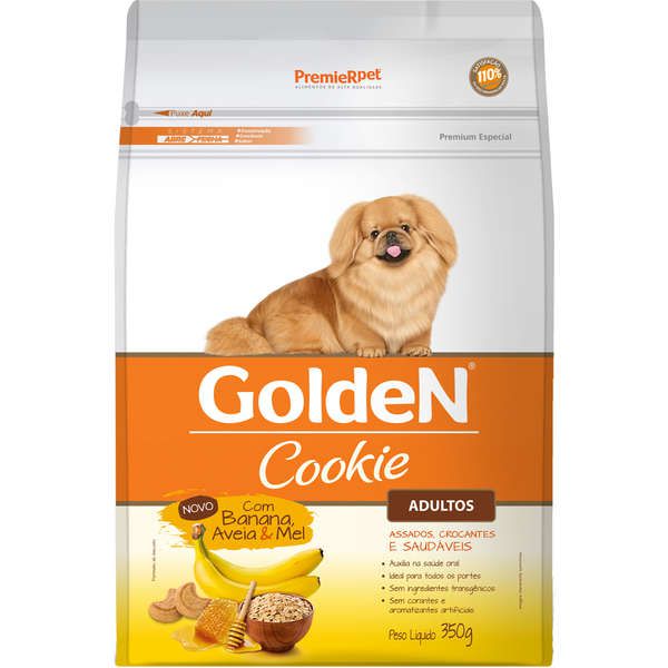 Biscoito Golden Cookie Banana, Aveia e Mel Para Cães Adultos Pequeno Porte 350 gr