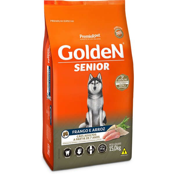 Ração Golden Fórmula Cães Sênior  Frango e Arroz Porte Grande - 15 Kg