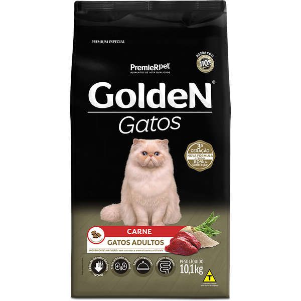 Ração Golden Gatos Adulto Sabor Carne 10,1 Kg Premium Especial
