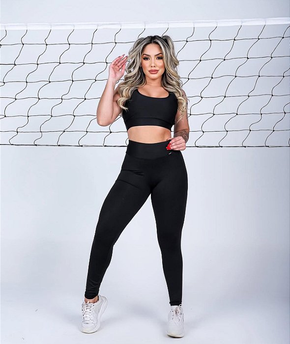 Calça Legging Fitness Feminina Cintura Alta I Poliéster com Elastano Básica