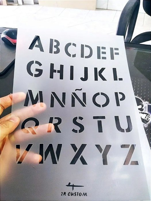 Stencil Letras Alfabeto para Pinturas e Aerografias