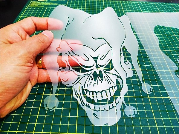 Stencil Caveira Palhaço para Pinturas e Aerografias - 2R13