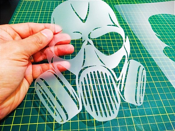 Stencil Caveira com Máscara para Aerografias e Pinturas