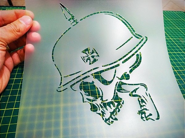 Stencil Caveira com Capacete - 2R20