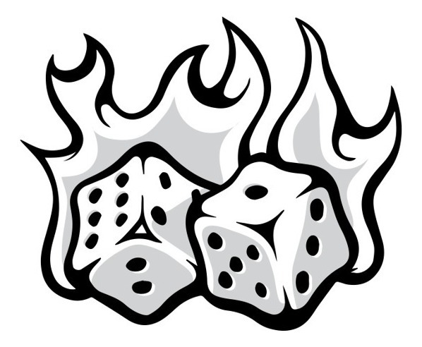 Stencil Dados com Fogo Multicamadas - 3 Cores