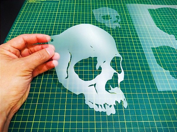 Kit 4 Stencils Caveiras para Aerografias e Pinturas
