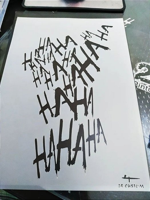 Stencil Risada do Coringa Hahaha para pinturas