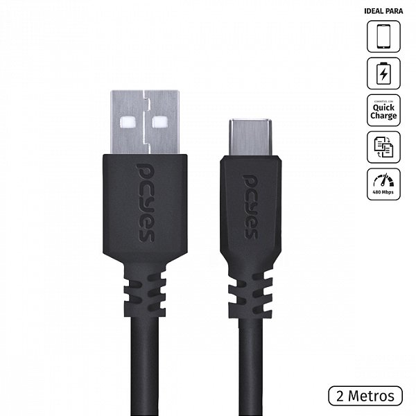 Cabo USB Tipo A para USB Tipo C 2 Metros - 12375