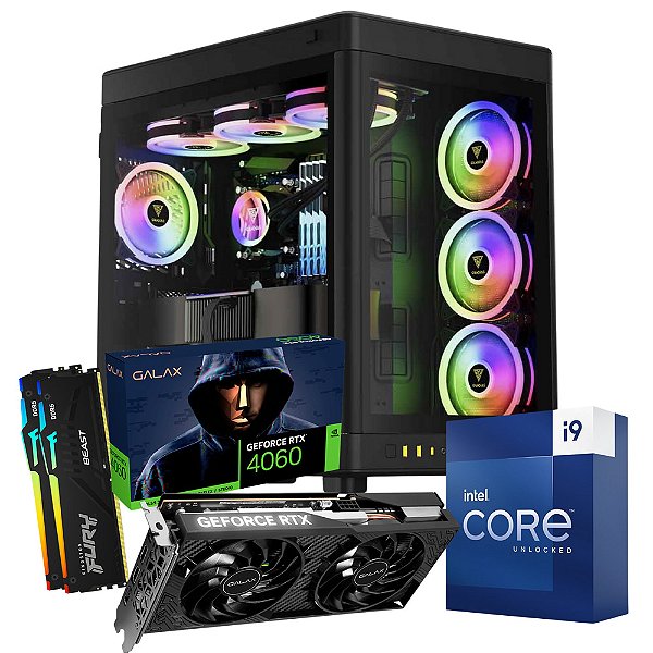 PC GAMER INTEL I9 14900 5.8GHZ MEMORIA 32GB SSD1TB M2 VGA RTX 4060 8GB FOTE 700WATS WATER COOLER RGB 360
