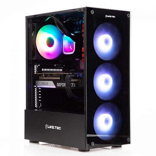 Gabinete Gamer Liketec Matrix Rainbow 3x FAN Lateral Vidro Temperado - 12660