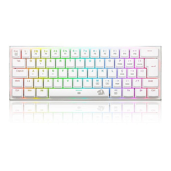 Teclado Mecânico Gamer Redragon Anivia RGB Branco ABNT-2 Switch Azul - 12768