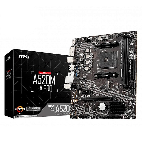 PLACA MAE MSI A520M-A PRO DDR4 AM4 MATX HDMI/DVI - 11671