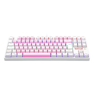 TECLADO MECANICO GAMER REDRAGON DAKSA BRANCO/ROSA SWITCH AZUL - 12892