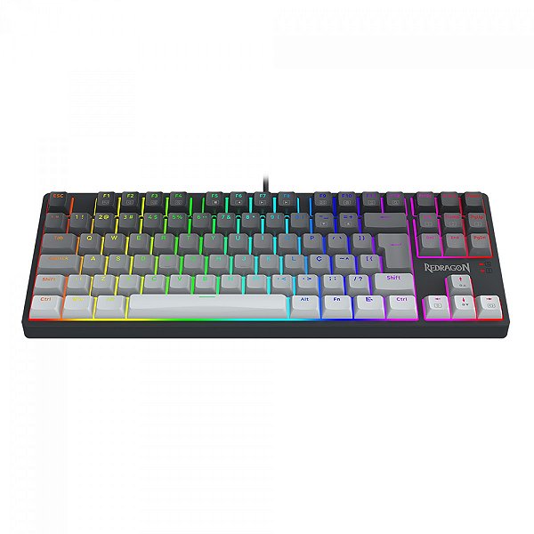 TECLADO MECANICO GAMER REDRAGON DAKSA PRETO/CINZA RGB SWITCH BROWN K576GG-RGB - 13260