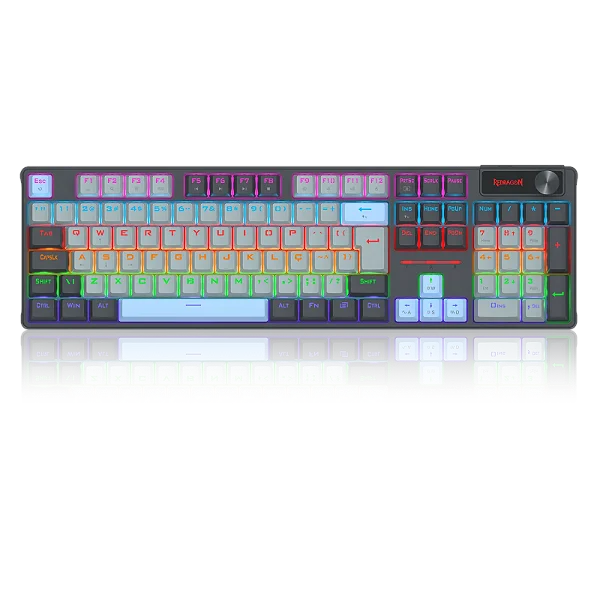 TECLADO MECANICO REDRAGON CAESURA BRANCO/AZUL USB RGB DUST PROOF SWITCH BROWN - 13531