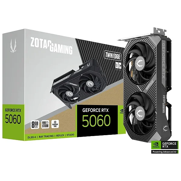 PLACA DE VIDEO 8GB RTX 5060 ZOTAC TWIN EDGE GDDR7 128B ZT-B50600H-10M - 13550
