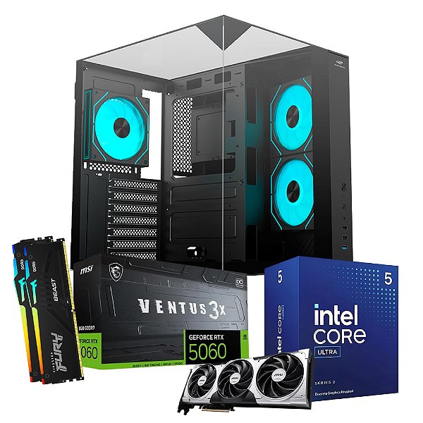 PC GAMER INTEL ULTRA 5 225F MEMORIA 16GB SSD 960GB VGA RTX 5060 8GB FONTE 700WATS