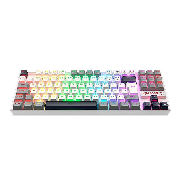 TECLADO REDRAGON KUMARA BRANCO/CINZA RGB SWITCH BROWN K552WGL-RGB - 13831