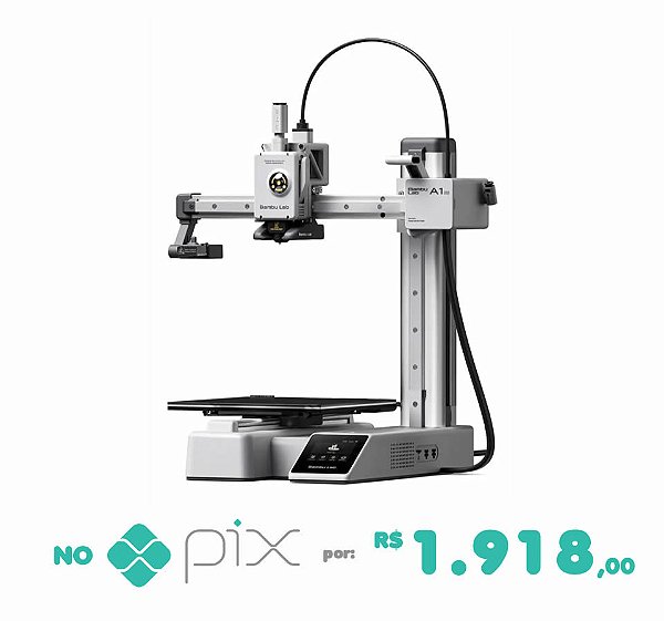 Impressora 3D Bambu Lab A1 Mini, Velocidade 500 mm/s, Tela IPS Touch e Wi-Fi Bivolt