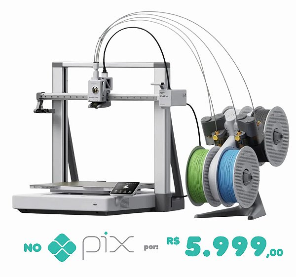 Impressora 3D Bambu Lab A2l + Ams, Mesa Pei Flexivel e Conectividade Wi-Fi 127v