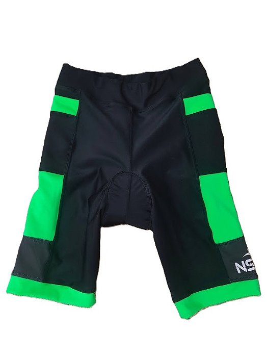 Bermuda ciclista unissex poliamida com espuma e bolsos nas laterais