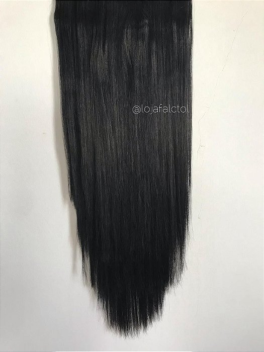 Aplique tic tac sintético sintético - Liso preto repicado - 70 cm - Tela M - 115gramas