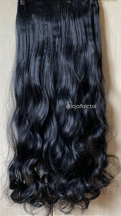 Aplique de tic tac cacheado Preto 70cm
