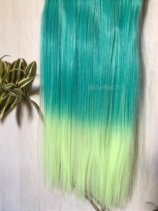 Aplique tic tac verde com ombre hair neon