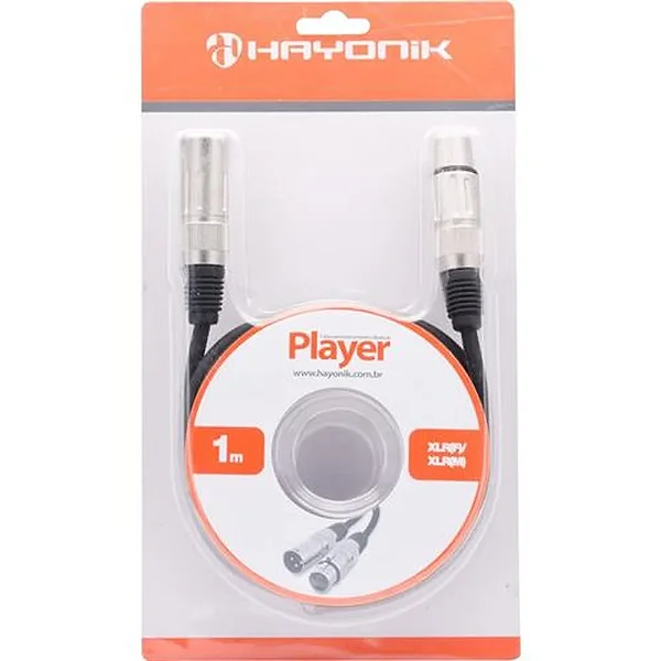 Cabo para Microfone Hayonik XLR(F) X XLR(M) 1m PLAYER Preto