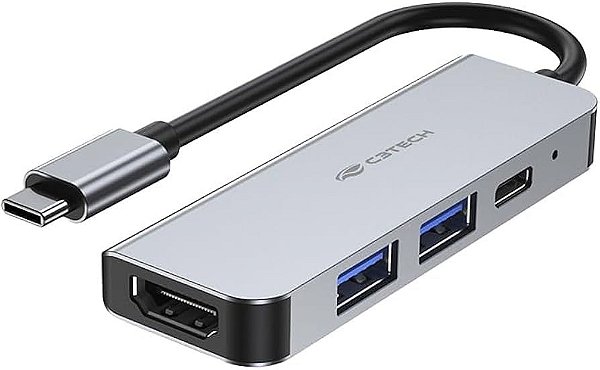 Hub Usb-c C3tech 4 Portas C/ saida Hdmi HU-D50GY Cinza
