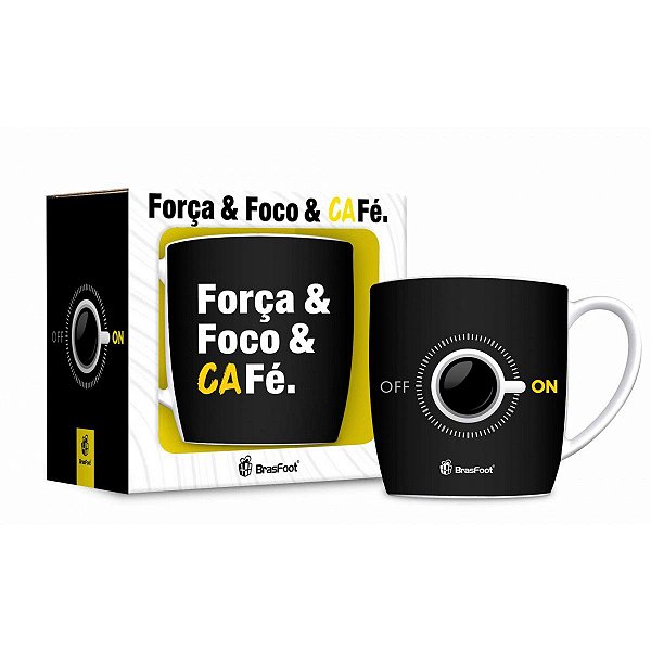 Caneca Porcelana Urban 360ml Brasfoot - Foco Força e Café