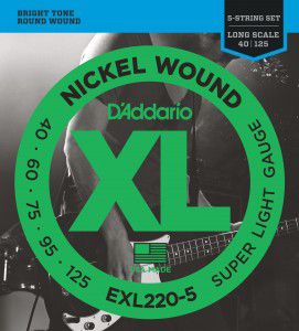 Encordoamento Baixo D'Addario EXL220-5 .040-.125