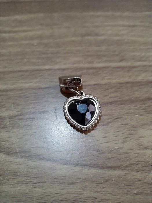 CURSOR CORAÇÃO PEDRA PRETO NIQUEL