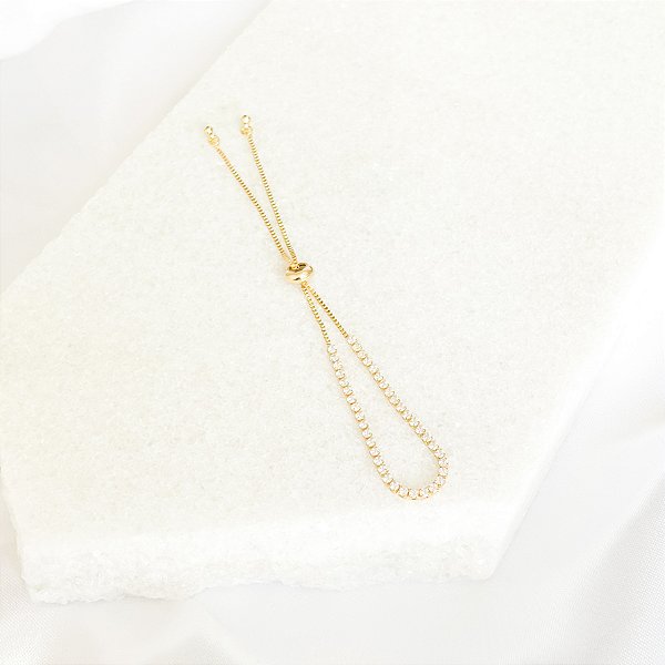 Pulseira Riviera Com Fecho Gravata Folheado a Ouro