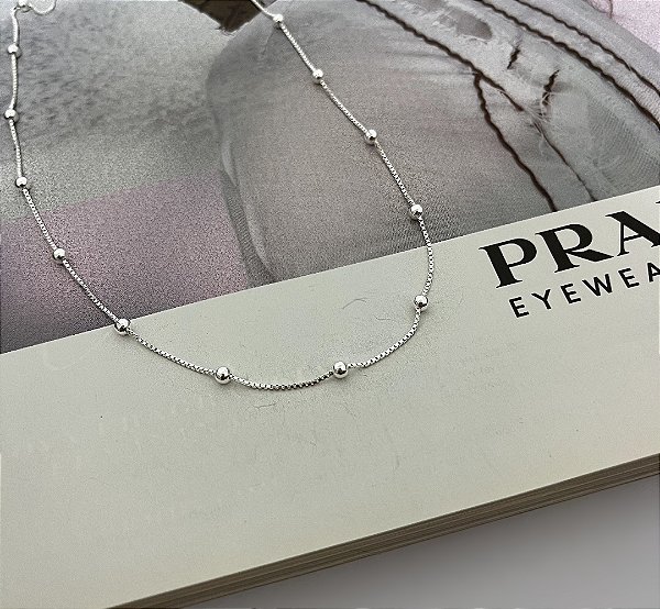 Choker Bolinhas 40cm Prata 925