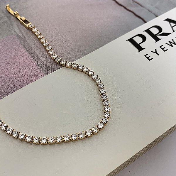 Pulseira Riviera com Fecho Joia Folheada a Ouro