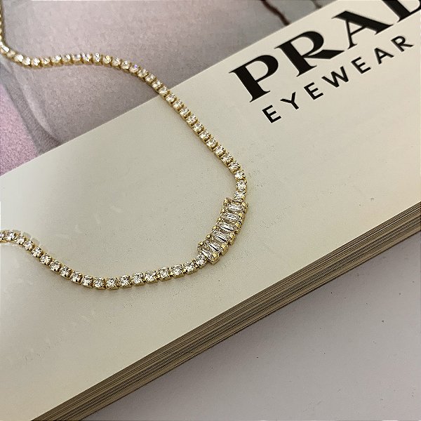 Choker Riviera Folheada a Ouro