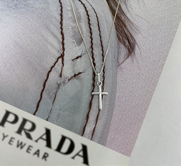 Colar Veneziana com Cruz em Prata 925