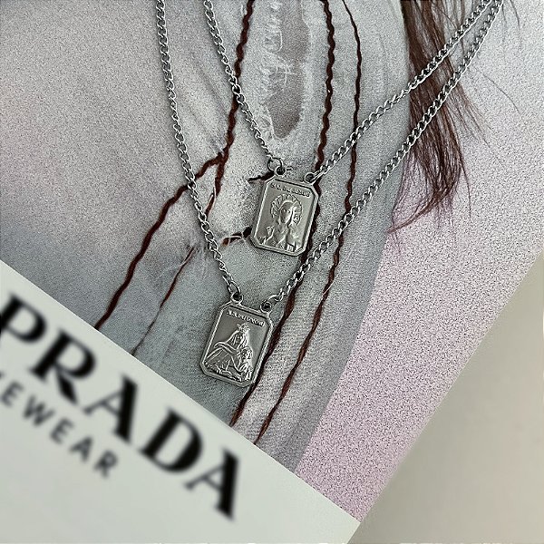 Escapulário Nossa Senhora do Carmo Fosco em Aço Inox