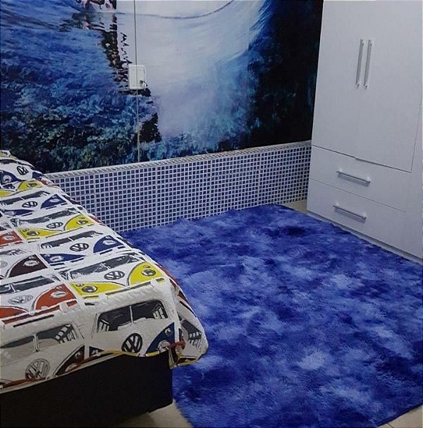 Tapete Felpudo Azul Mesclado