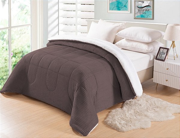 Coberdrom casal Queen 2.20x2.40 dupla face Marron