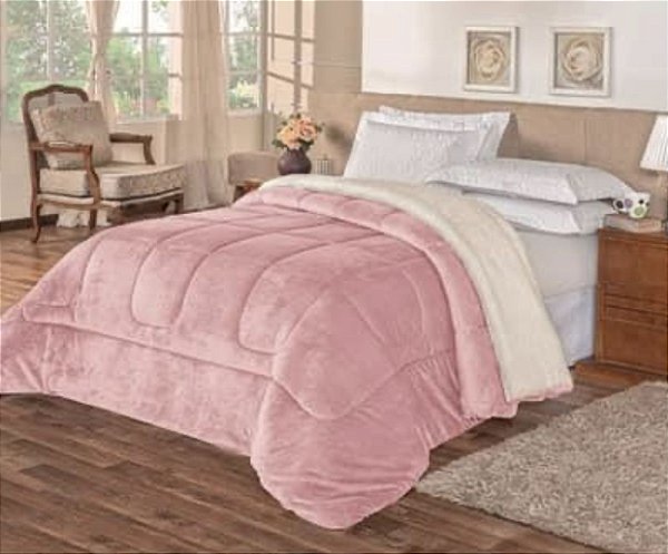 Coberdron casal Queen 2.20x2.40 dupla face Rosa