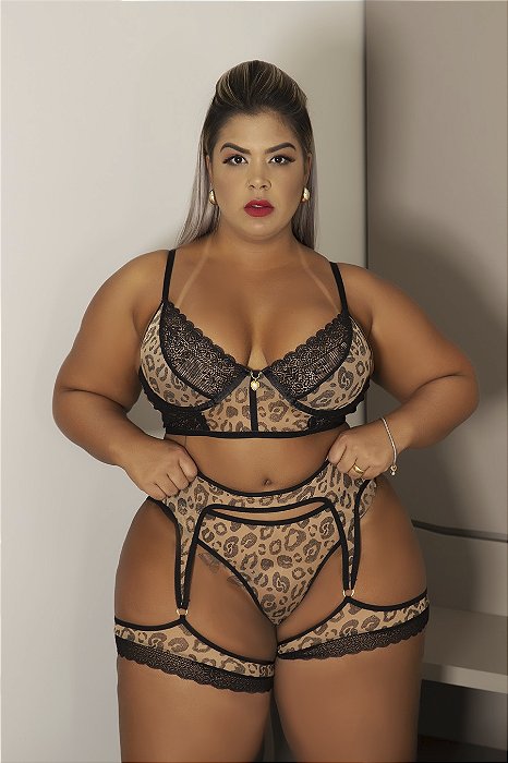 Ref.: 02603 CONJUNTO SEM BOJO COM CINTA LIGA PLUS SIZE