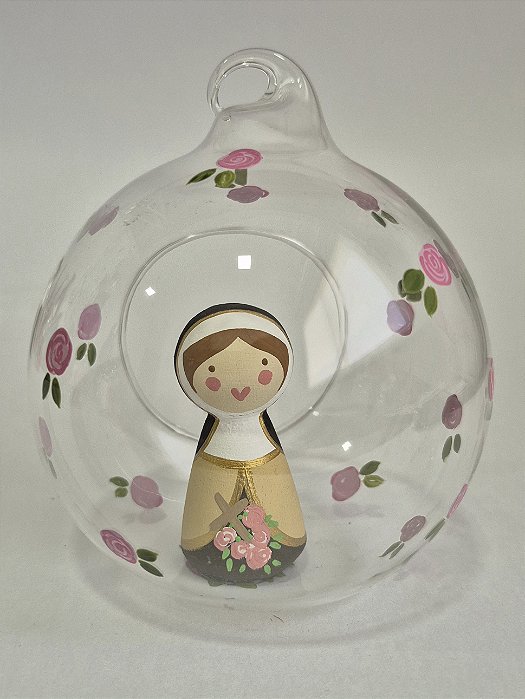 BOLA DE NATAL DE VIDRO PINTADA + STA. TERESINHA